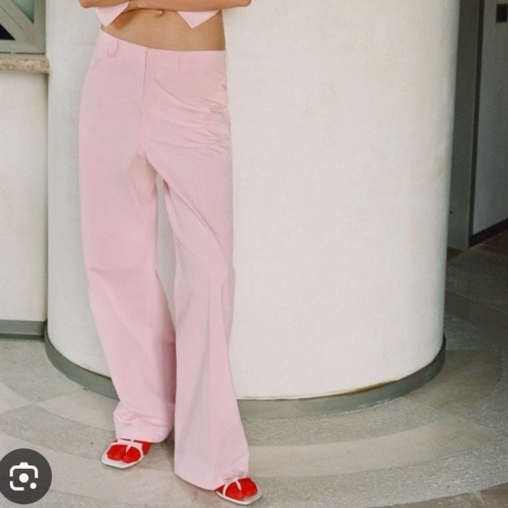 NWT Zara Women's Pink Wide Leg Cotton Pants XL, S Pastel Pink - Picture 2 of 16